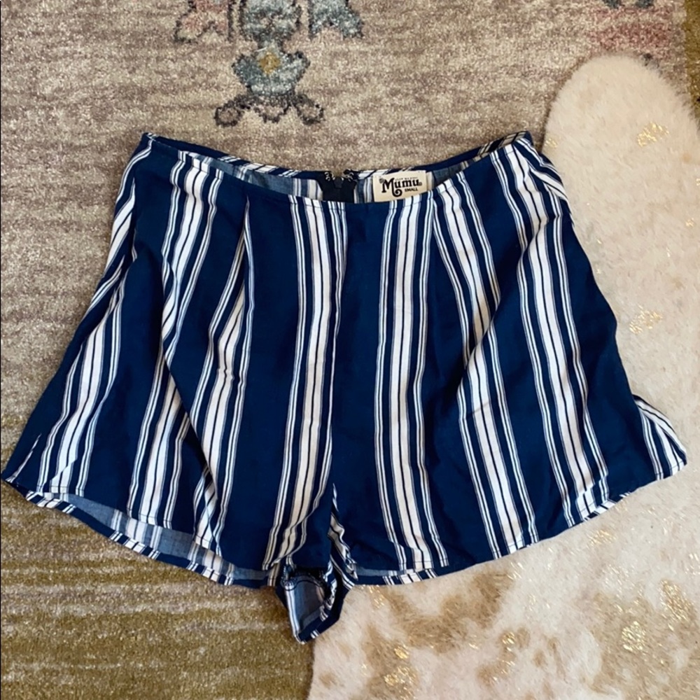 Show Me Your Mumu Blue Stripe Shorts